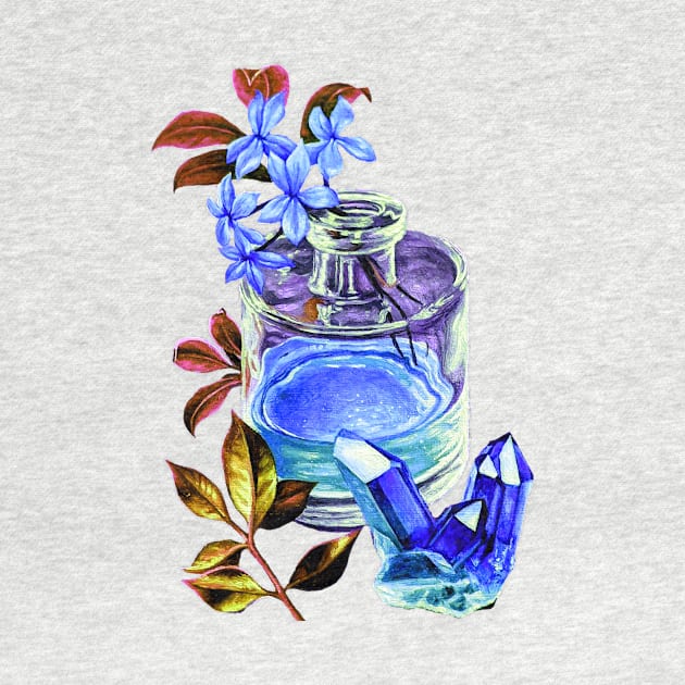 Blue flowers in glass vase painting -Art by LukjanovArt